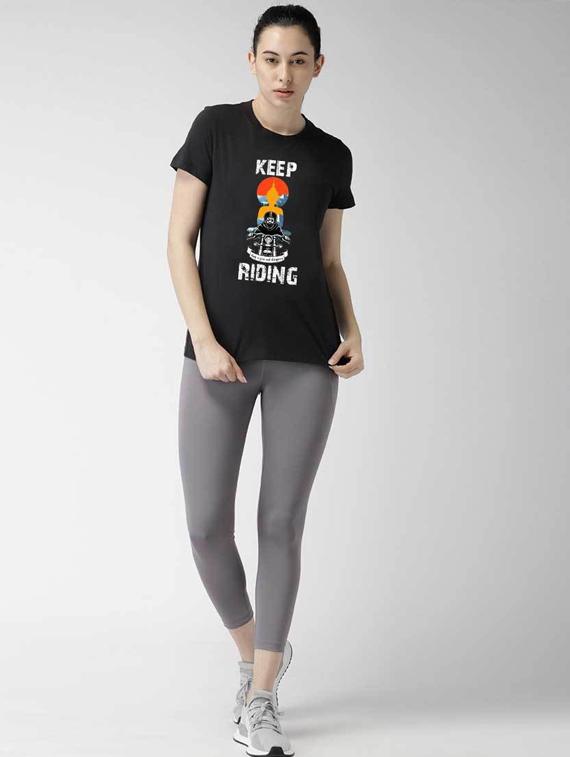 women's front print round neck t-shirt - 19782290 - Standard Image - 3