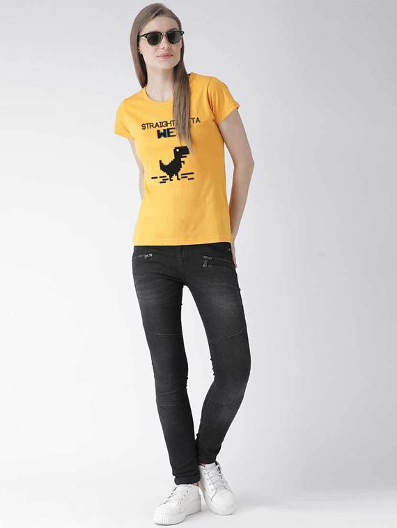 women's front print round neck t-shirt - 19782292 - Standard Image - 3