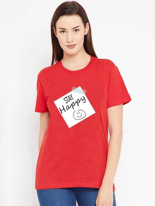 women's front print round neck t-shirt - 19782315 - Standard Image - 0