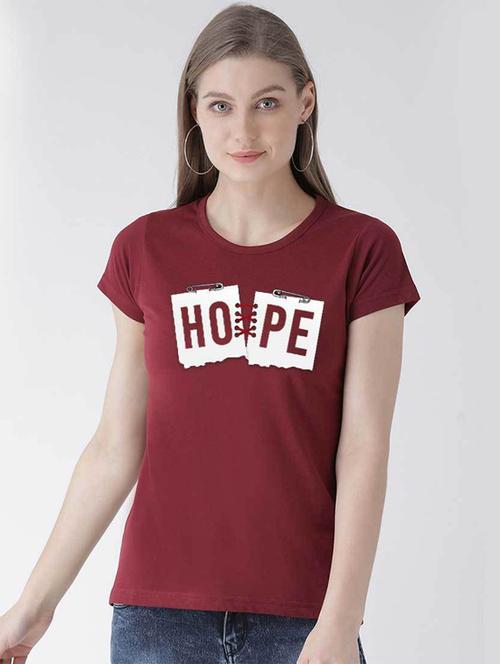women's chest print round neck t-shirt - 19782319 -  Standard Image - 0