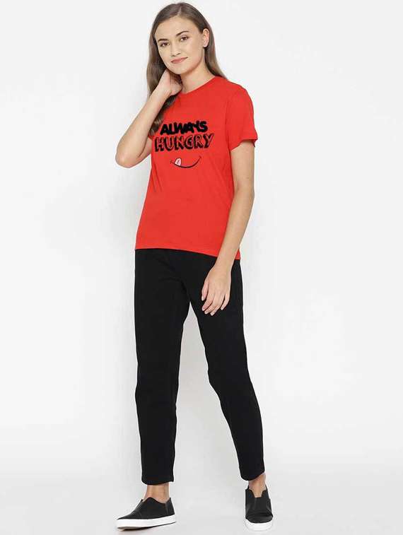 women's chest print crew neck t-shirt - 19782361 - Standard Image - 3