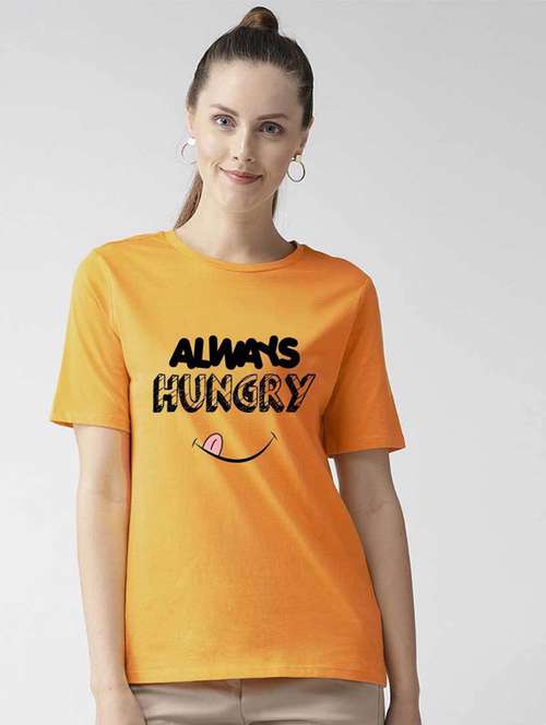 women's chest print round neck t-shirt - 19782362 - Standard Image - 0