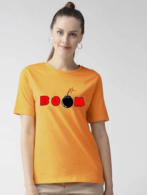 women's chest print round neck t-shirt - 19782366 - Standard Image - 0