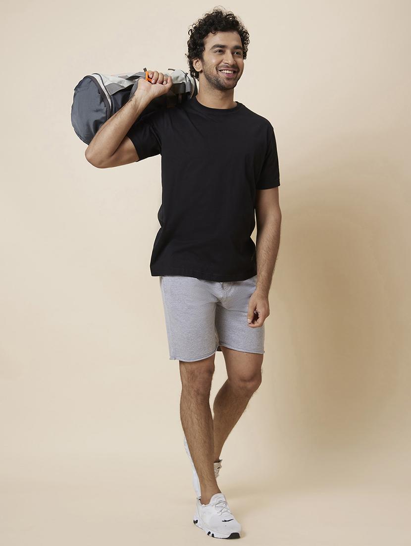 grey solid regular fit sports shorts - 19782557 - Standard Image - 3