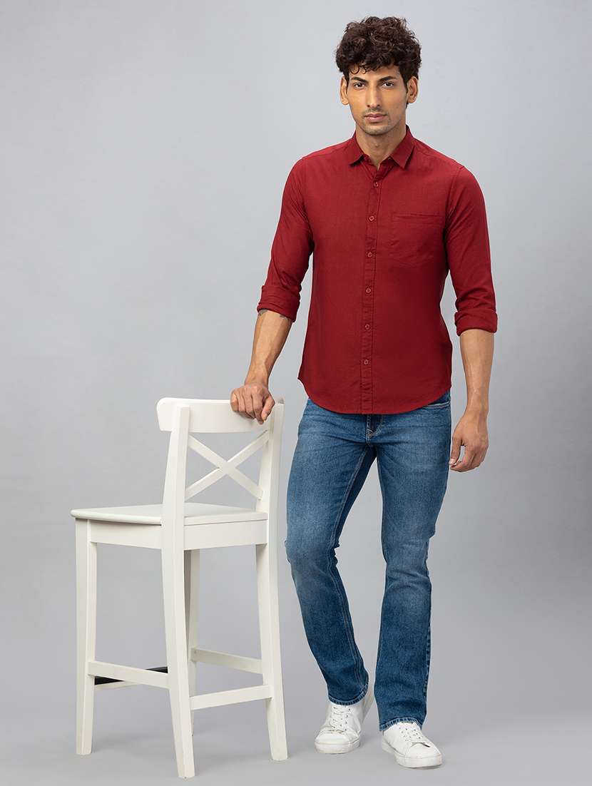 men solid cotton casual shirt - 19782646 -  Standard Image - 3