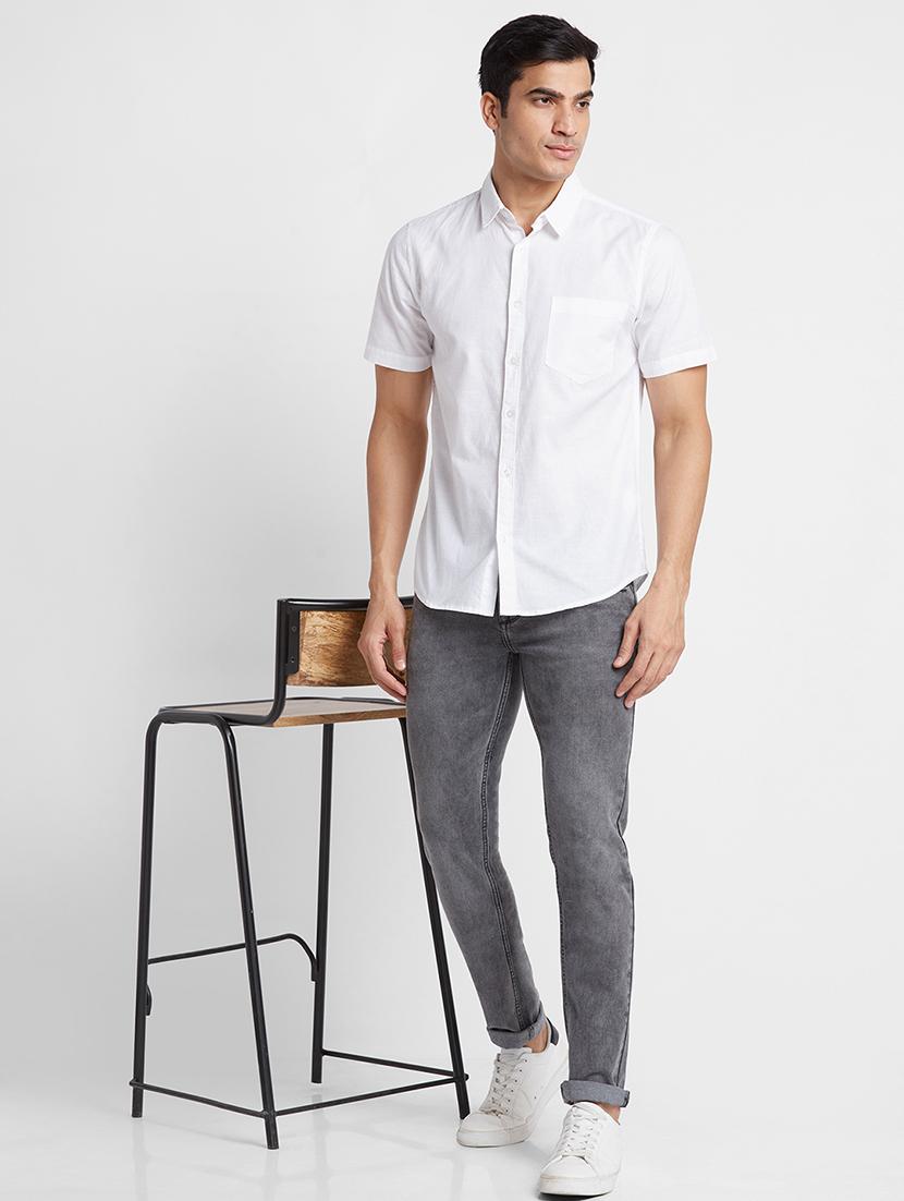 globus men white regular fit spread collar pure cotton casual shirt - 19782665 - Standard Image - 3