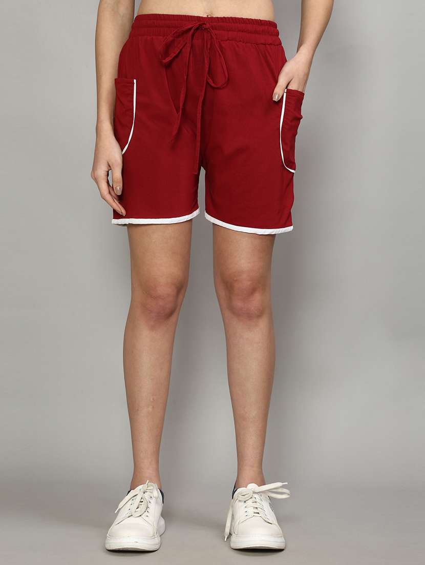 mid rise solid regular shorts