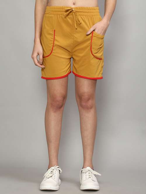 mid rise solid regular shorts - 19783610 - Standard Image - 0