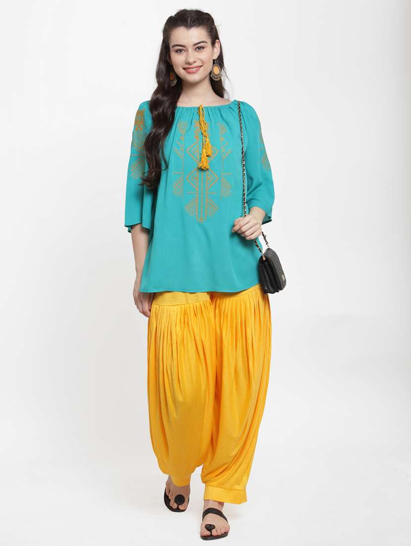 yellow viscose patiyala salwars - 19783662 -  Standard Image - 3