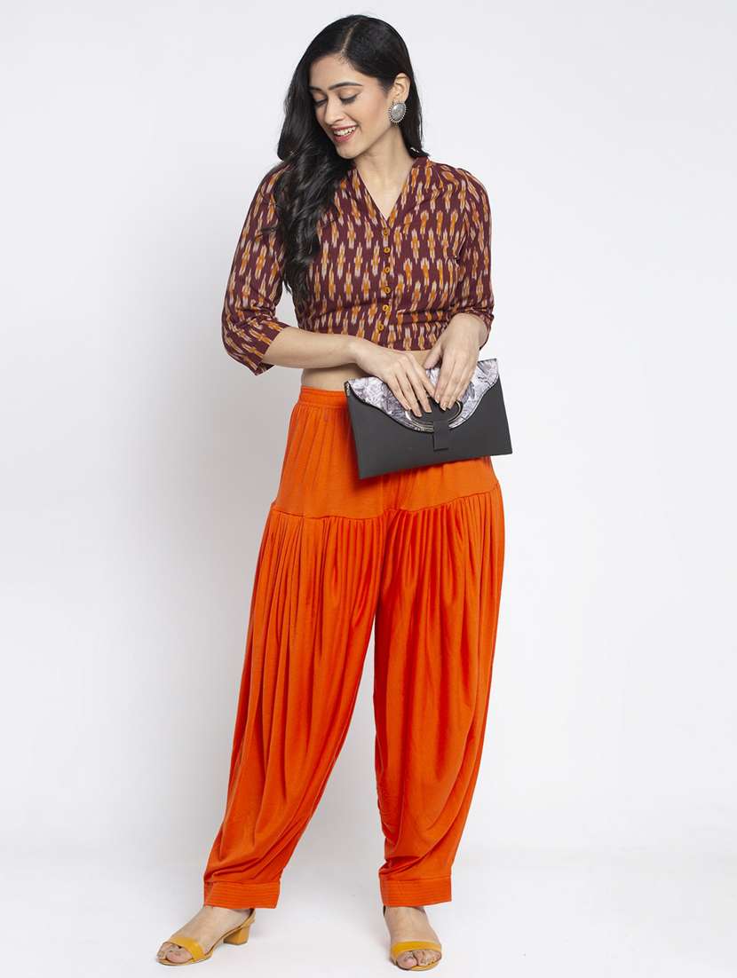 orange viscose patiyala salwars - 19783664 -  Standard Image - 3