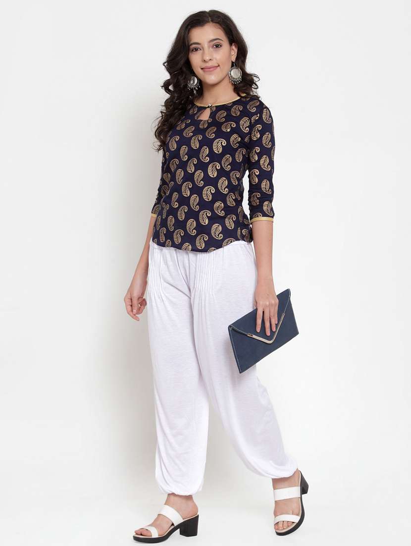 white viscose harem salwars - 19783681 -  Standard Image - 3