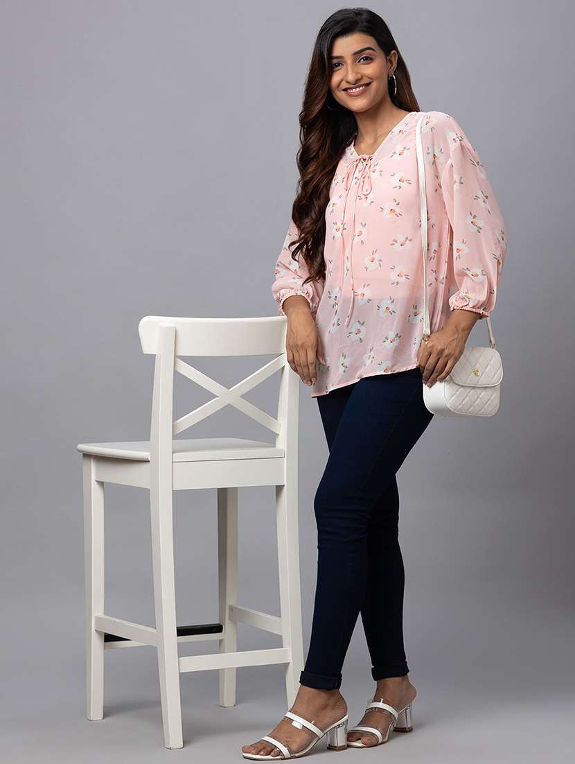 women pink polyester regular top - 19783702 -  Standard Image - 3