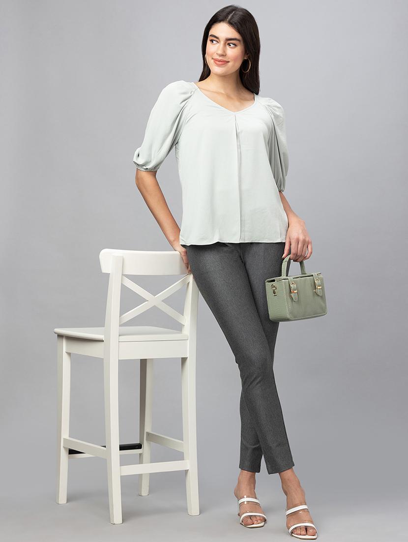 women mint green polyester regular top - 19783708 - Standard Image - 3