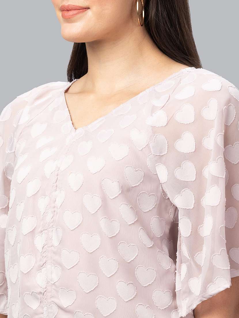 women pink polyester crop top - 19783710 - Standard Image - 5