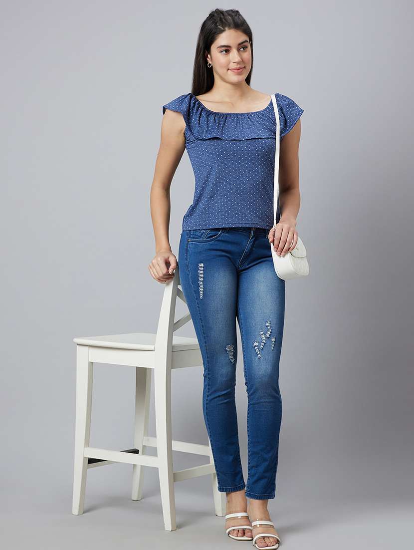 women blue polyester regular top - 19783721 -  Standard Image - 3