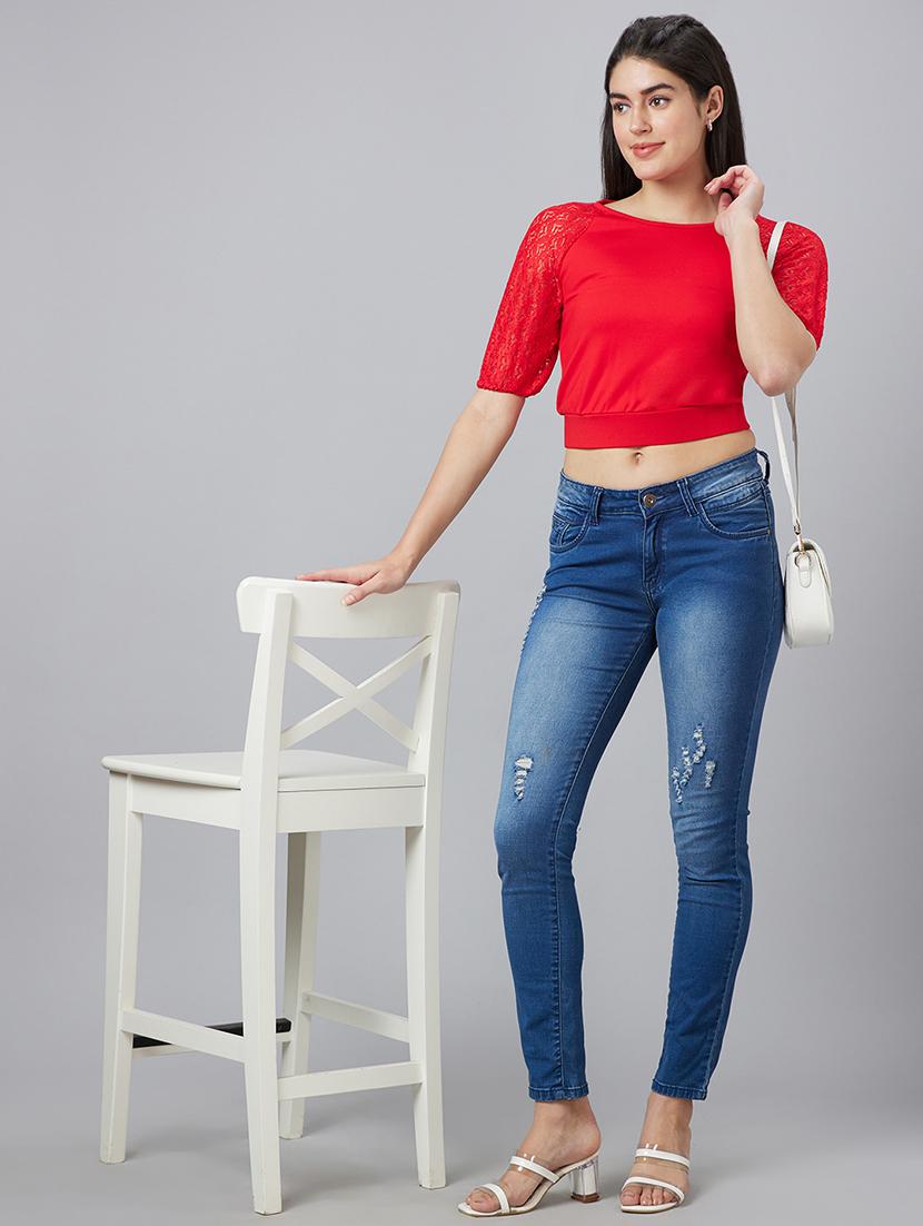 women red polyester crop top - 19783724 - Standard Image - 3