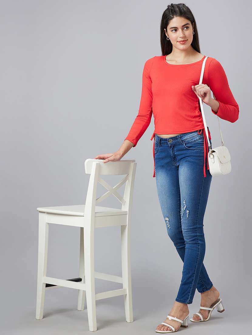 women coral polyester regular top - 19783737 -  Standard Image - 3