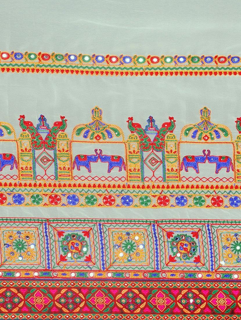 self designed half and half embroidered saree with blouse - 19783935 - Standard Image - 3