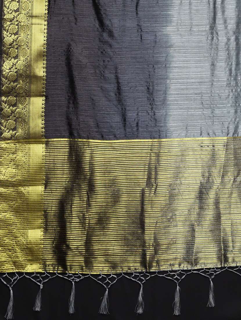 women's self design grey colored saree with blouse - 19783936 -  Standard Image - 3