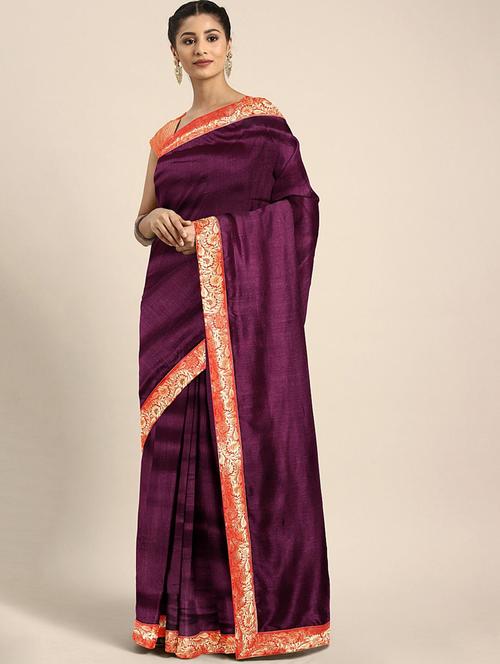 women's bordered purple colored saree - 19783951 - Standard Image - 0