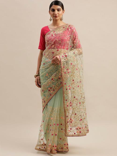 self designed embroidered saree with blouse - 19783964 - Standard Image - 0