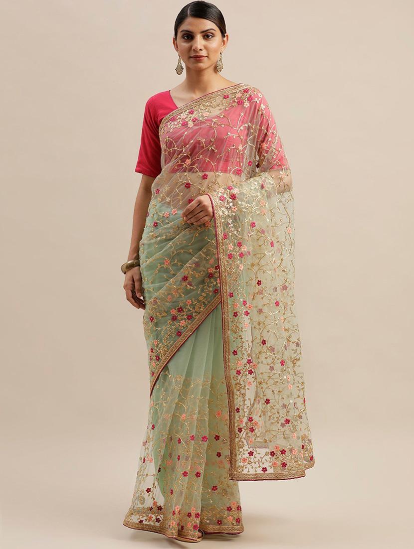 self designed embroidered saree with blouse - 19783964 - Zoom Image - 0