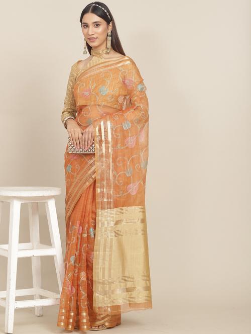 women's self design orange colored saree - 19784174 -  Standard Image - 0
