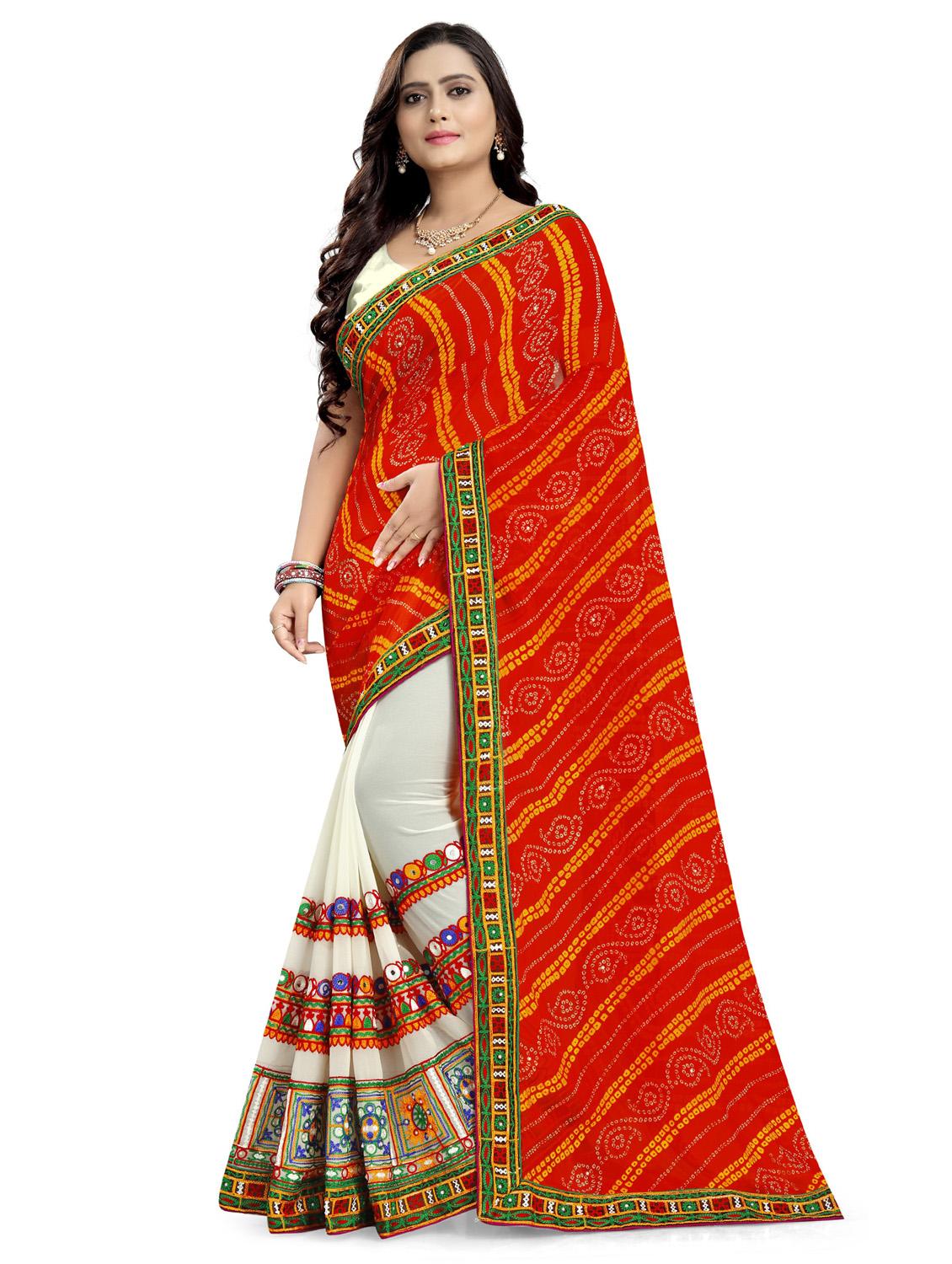 women's bandhani maroon colored saree - 19784590 - Zoom Image - 0