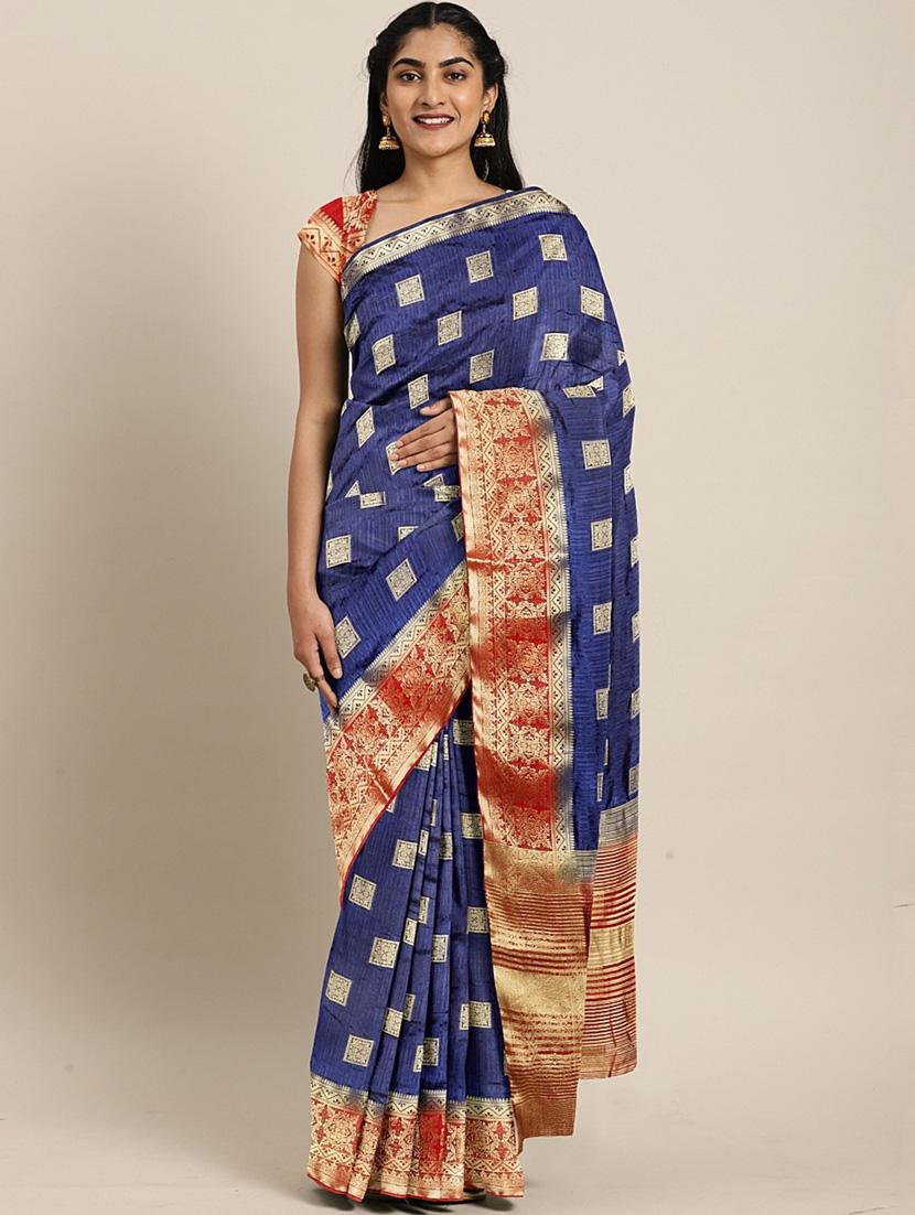 women's self design navy blue colored saree - 19784621 - Zoom Image - 0