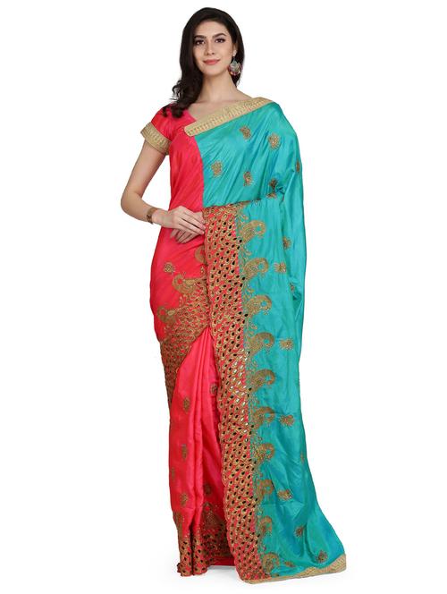 self designed half and half embroidered saree - 19784658 - Standard Image - 0