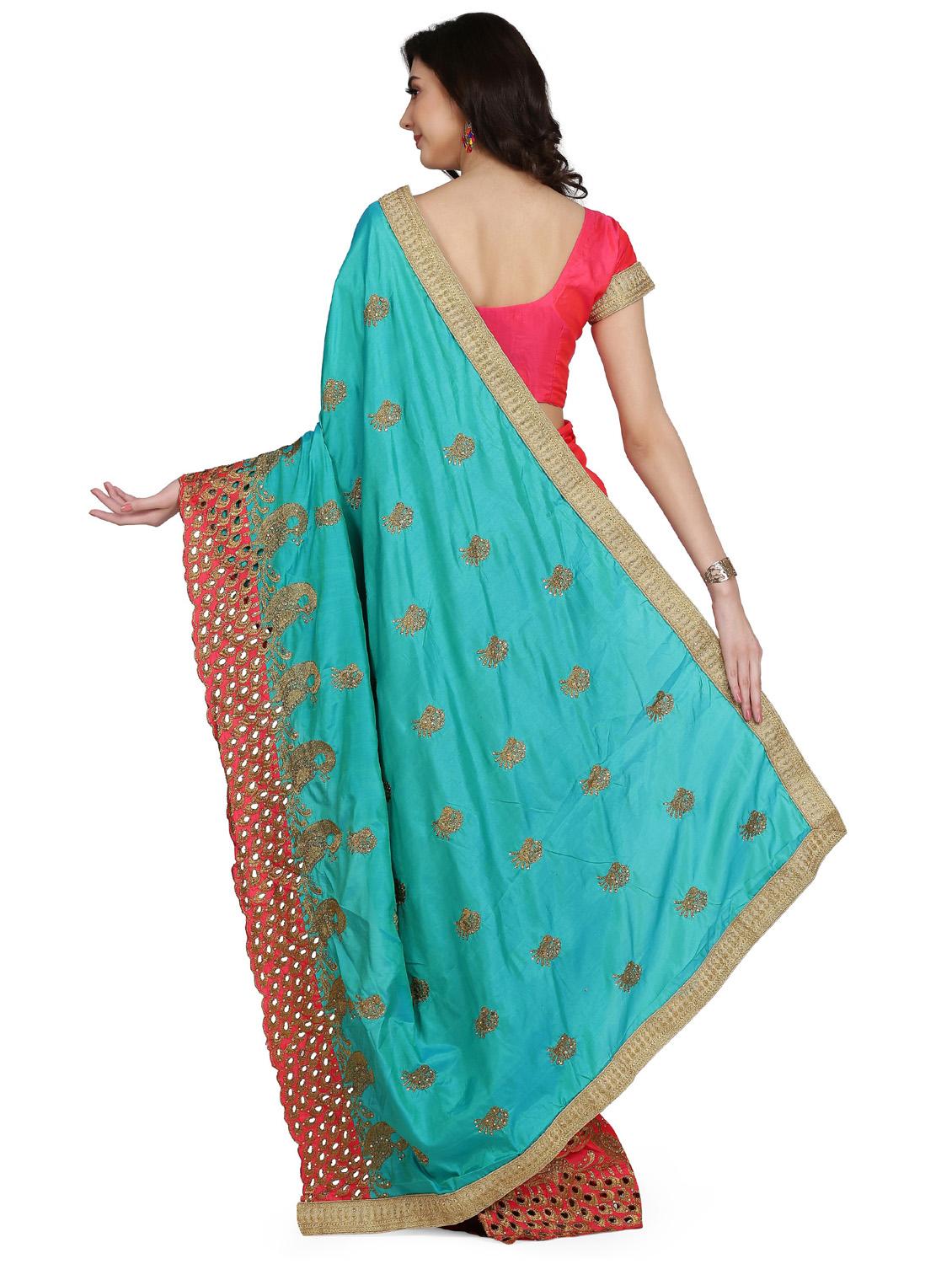 self designed half and half embroidered saree - 19784658 - Standard Image - 3