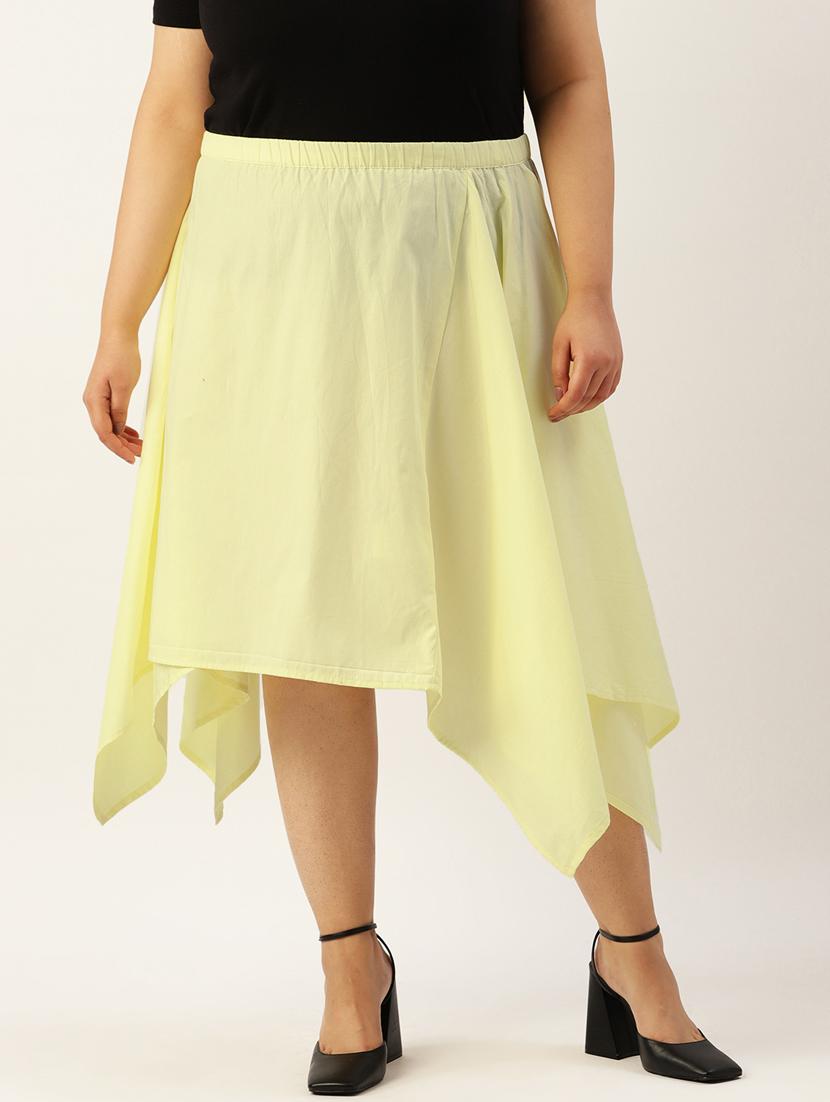 women solid high rise asymmetric skirt - 19784660 - Zoom Image - 0