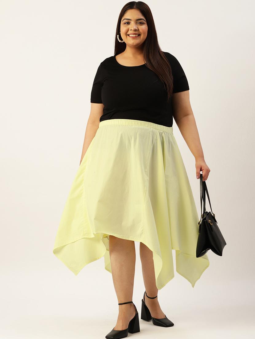 women solid high rise asymmetric skirt - 19784660 - Standard Image - 3