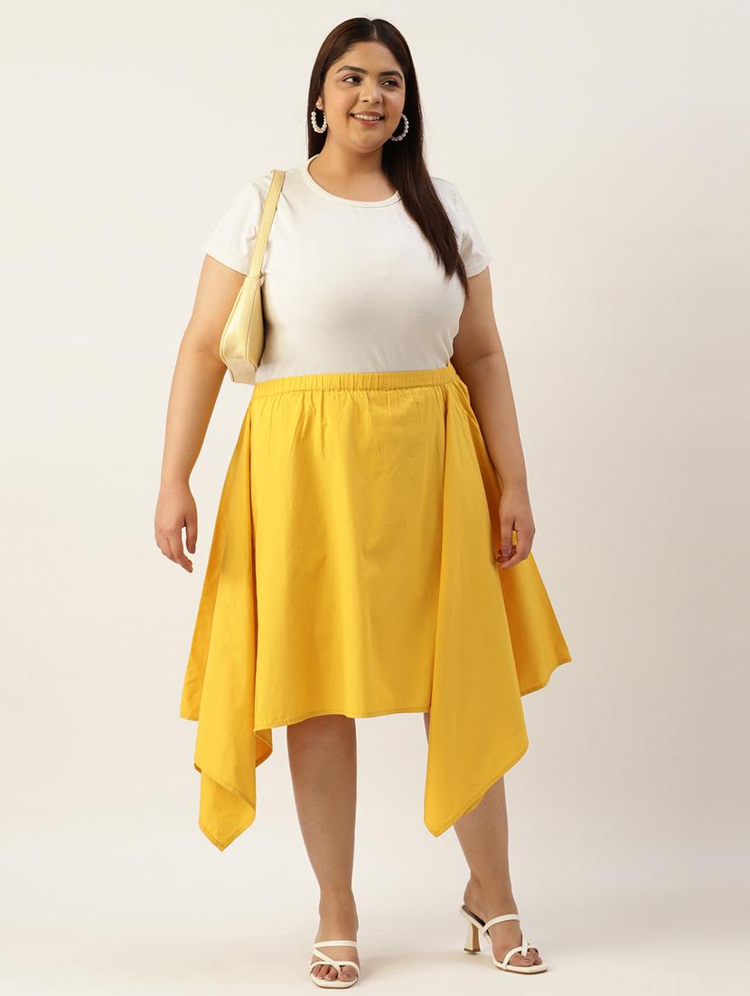 women solid high rise asymmetric skirt - 19784662 - Standard Image - 3