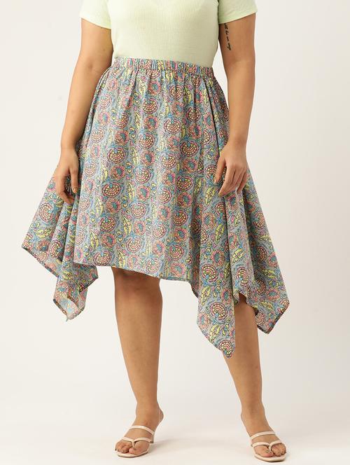 women printed high rise asymmetric skirt - 19784668 - Standard Image - 0