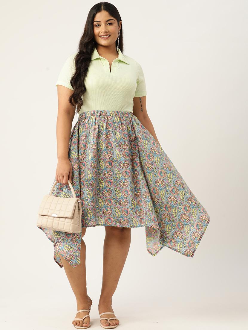 women printed high rise asymmetric skirt - 19784668 - Standard Image - 3