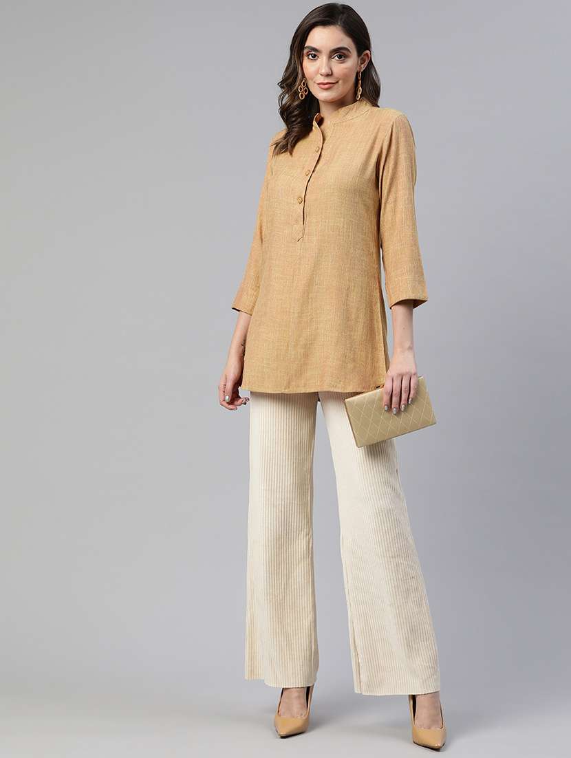 women solid mandarin neck a-line kurta - 19784853 -  Standard Image - 3