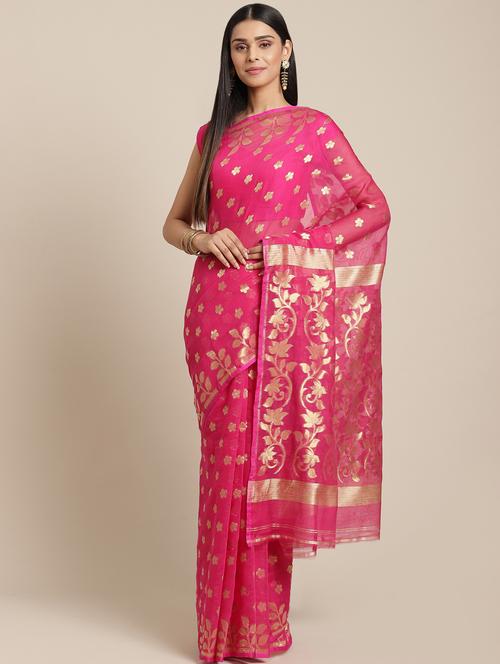 women's self design pink colored saree with blouse - 19784982 -  Standard Image - 0
