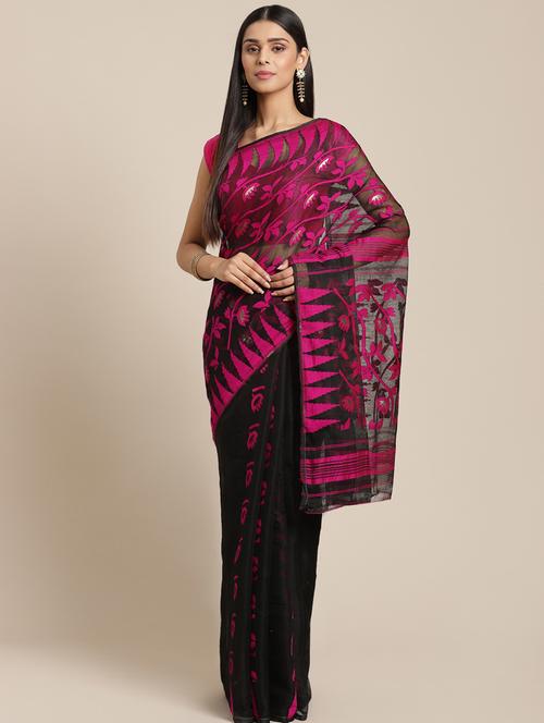 self design jamdani saree with blouse - 19785013 - Standard Image - 0