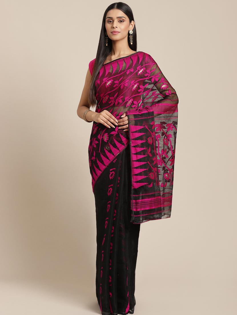 self design jamdani saree with blouse - 19785013 - Zoom Image - 0