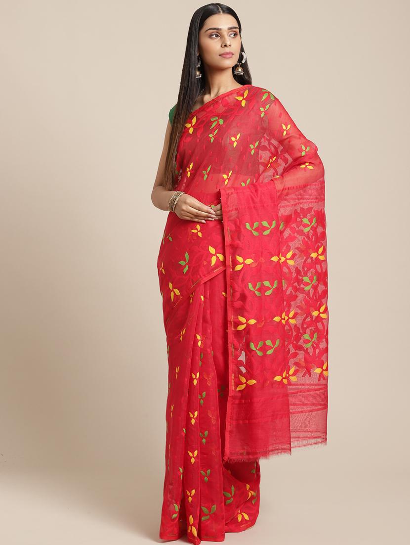 women's self design red colored saree with blouse - 19785258 - Zoom Image - 0