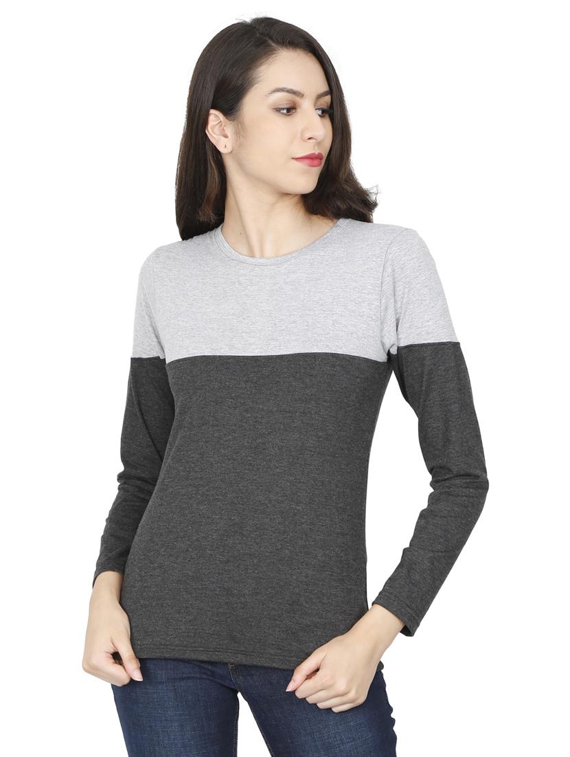 round neck color blocked regular tee - 19786366 - Zoom Image - 0