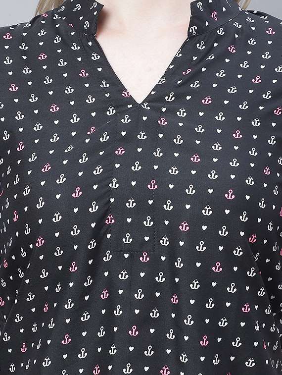 women's straight mandarin neck top - 19786487 - Standard Image - 3