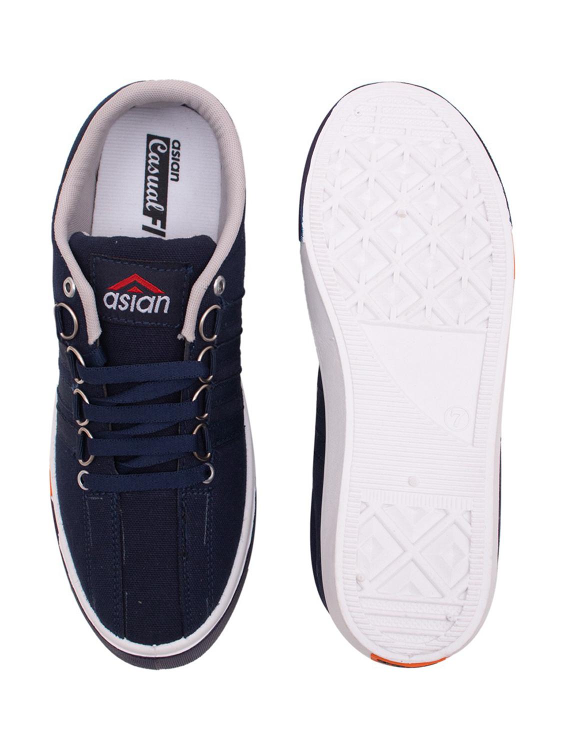 navy blue solid lace up sneakers - 19790261 - Standard Image - 3