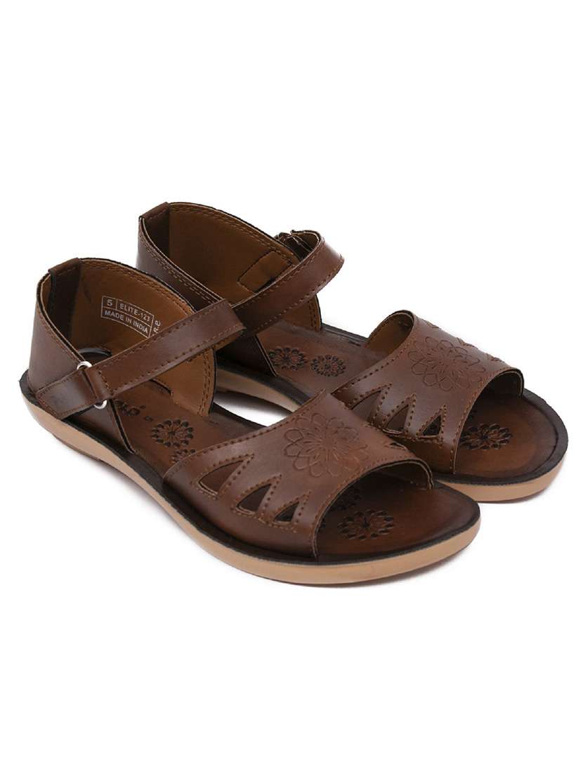 women tan slip on sandals