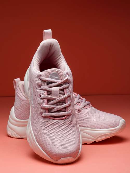 pink lace-up sports shoes