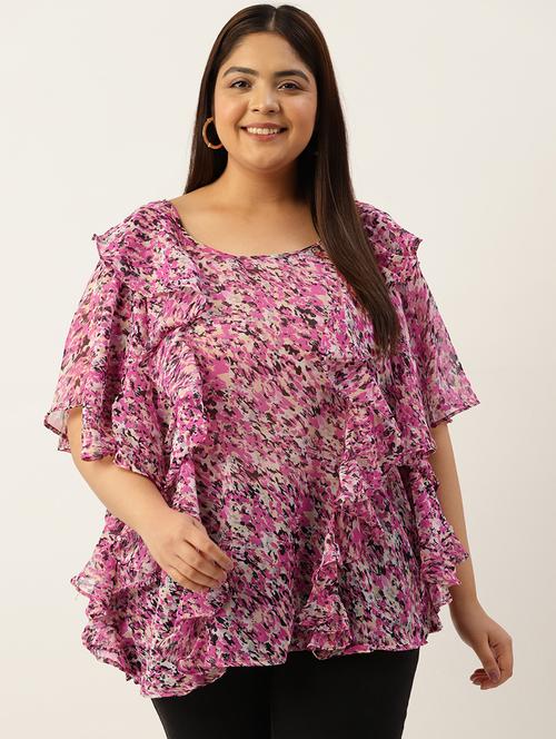 women's ruffle round neck top - 19795441 -  Standard Image - 0