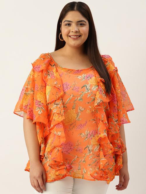 women plus size printed flute sleeves top - 19795443 -  Standard Image - 0