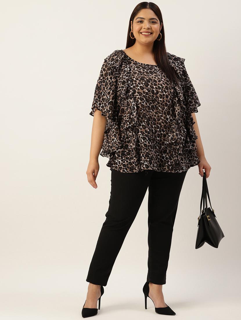 women's ruffle scoop neck top - 19795444 - Standard Image - 3