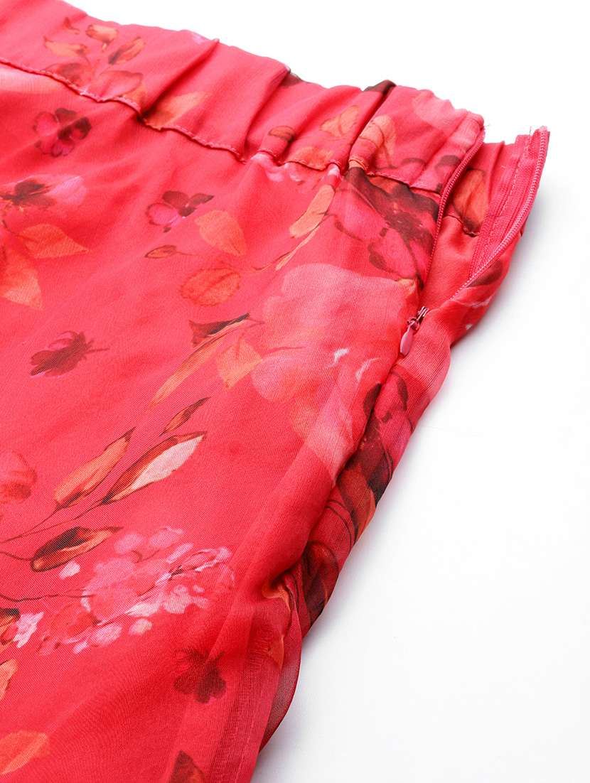 Printed Skirt & Sequined Top Set